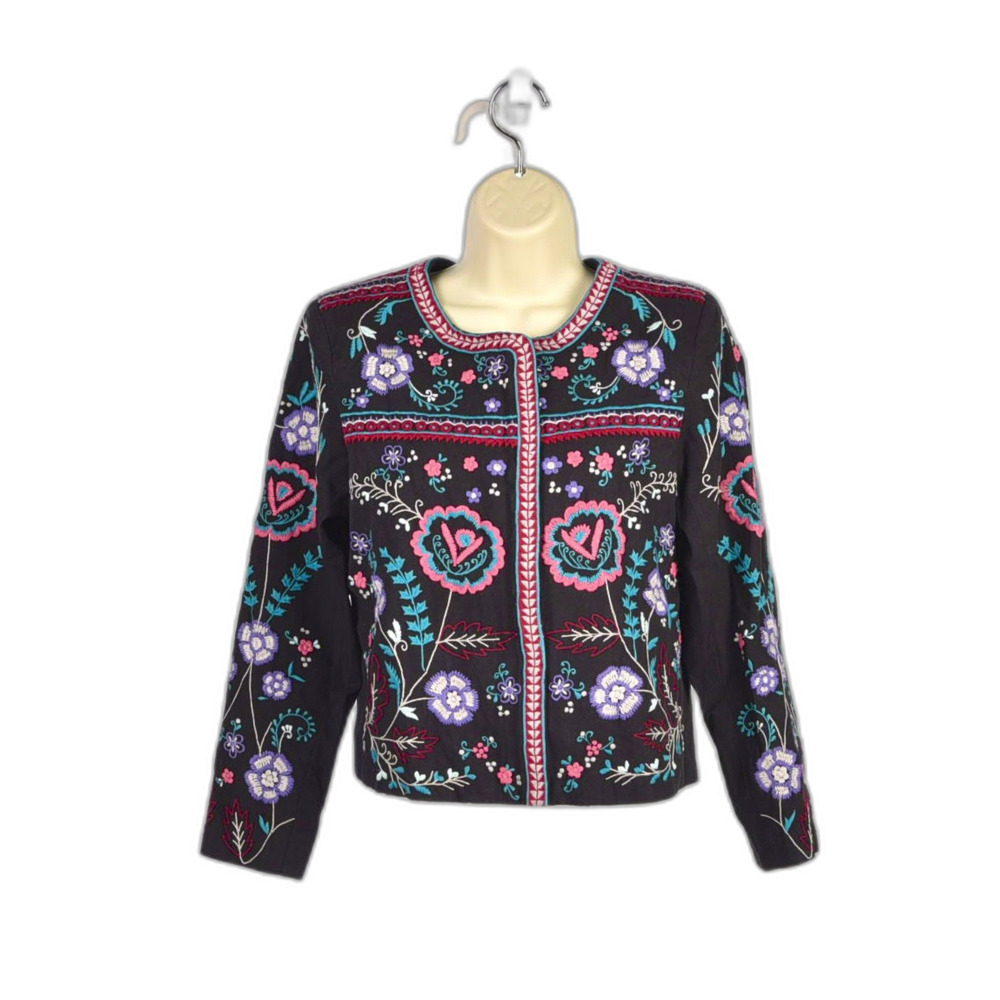Parker Embroidered Bohemian / Hippie Chic Short Zippered Jacket Size M